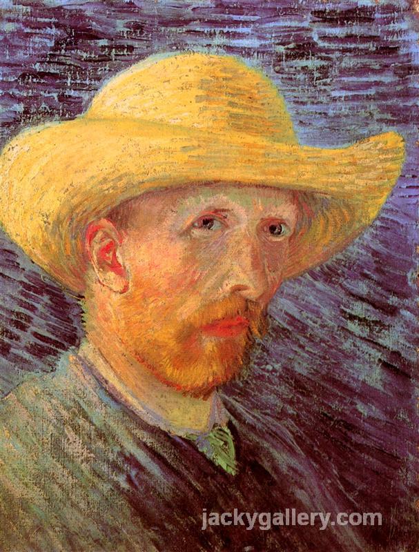 Self-Portrait with Straw Hat II, Van Gogh painting - Click Image to Close